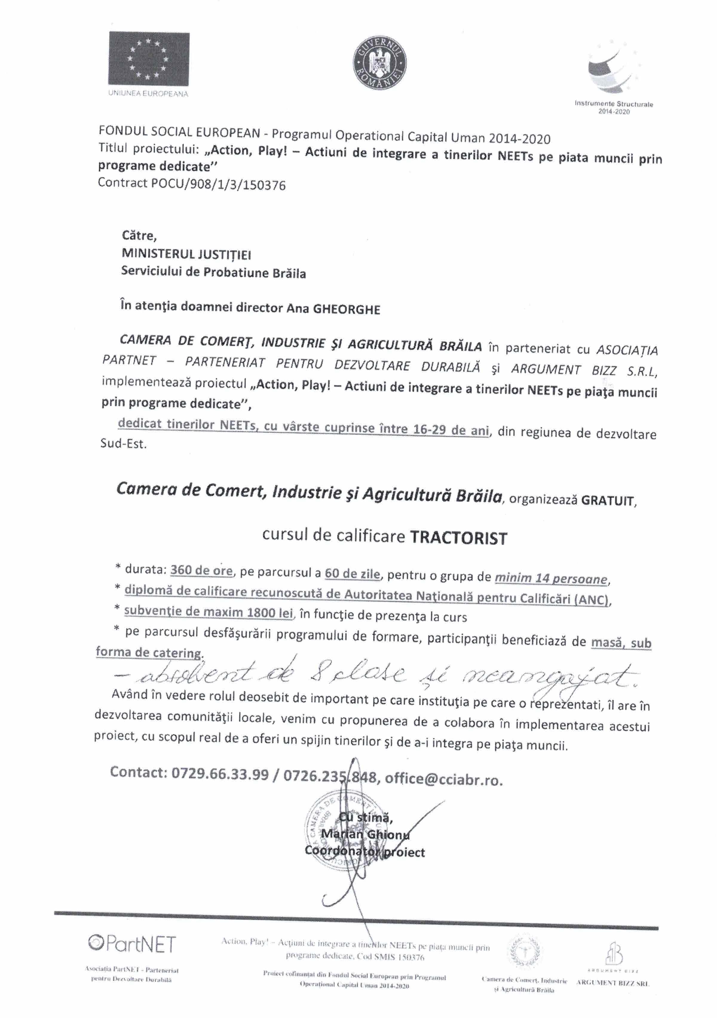 Curs calificare tractorist